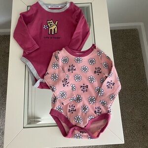 Life Is Good Pink & Light Pink Baby One-Piece Bodysuits - Daisy & Dog Designs